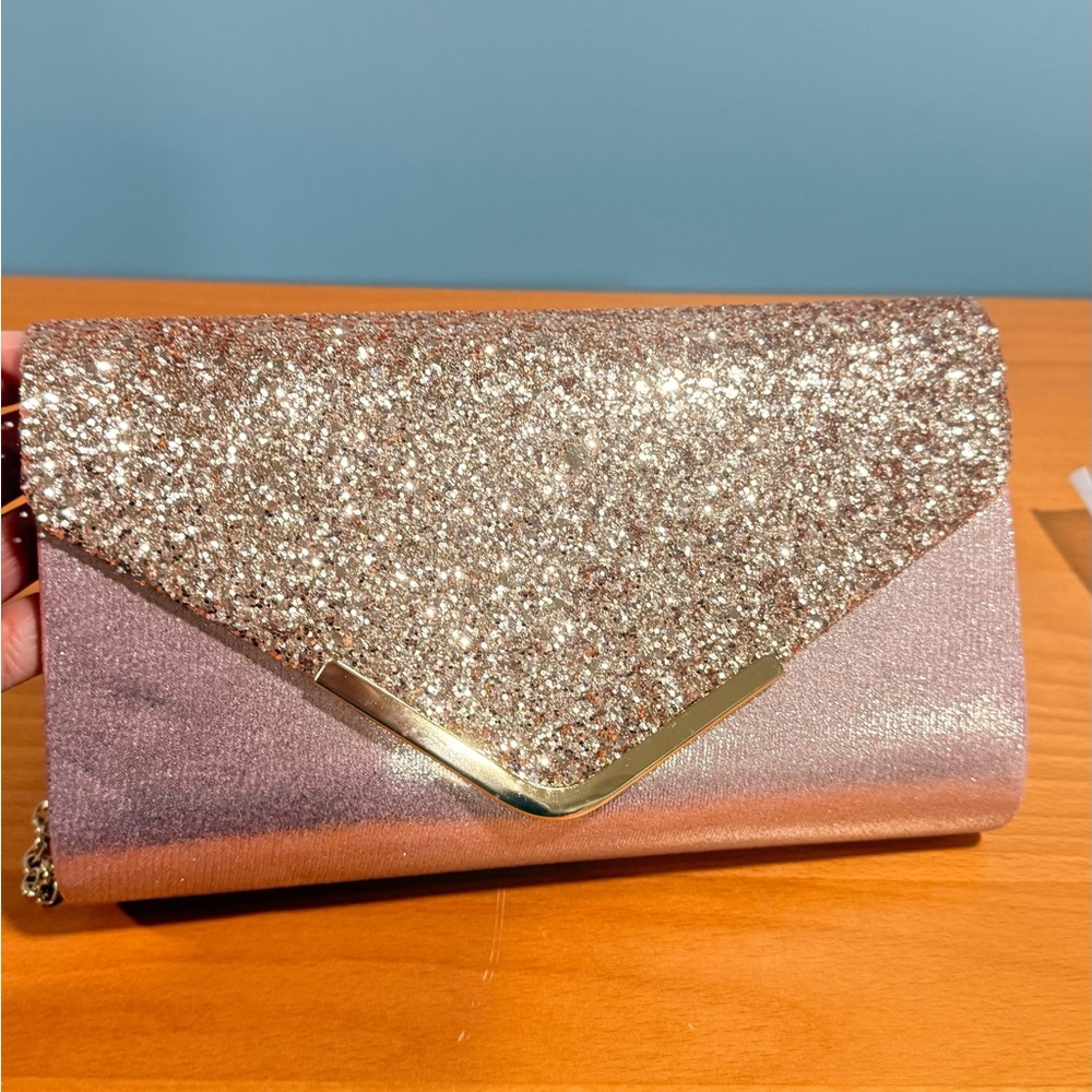 Elegant Glitter Clutch Bag - Gold and Pink